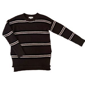 PINK ROSE SIZE M CHARCOAL GRAY STRIPED SWEATER WITH SPLITS ON SIDES